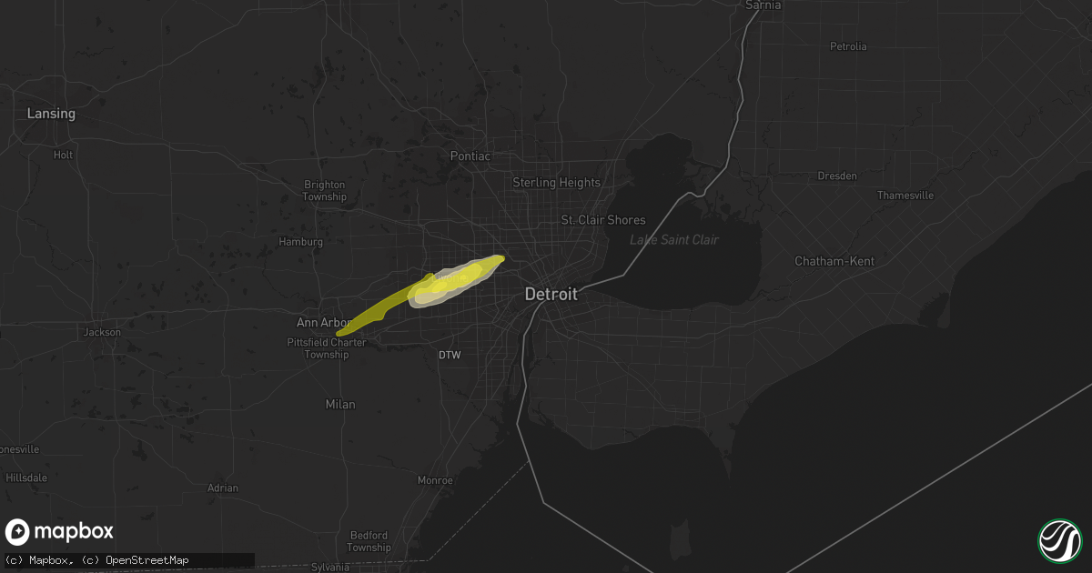 Hail map in Detroit, MI on February 24, 2017