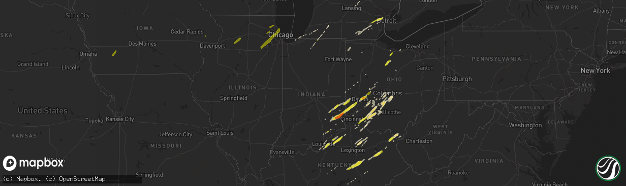 Hail map in Indiana on February 24, 2017