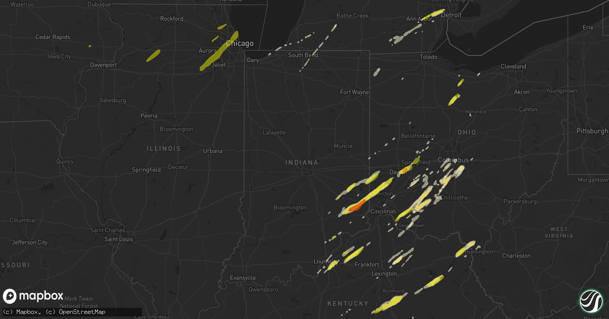 Hail map in Indiana on February 24, 2017