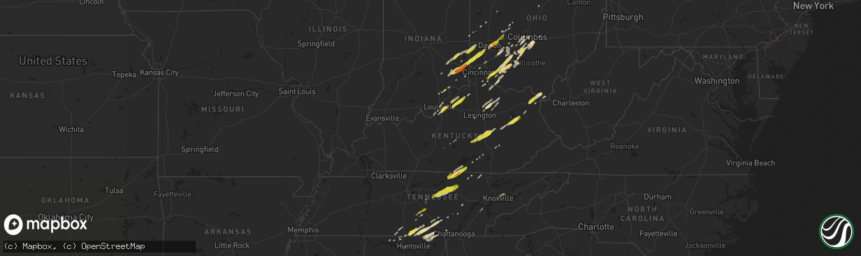 Hail map in Kentucky on February 24, 2017