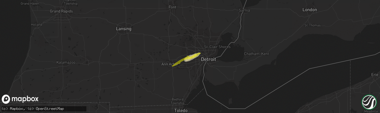 Hail map in Livonia, MI on February 24, 2017