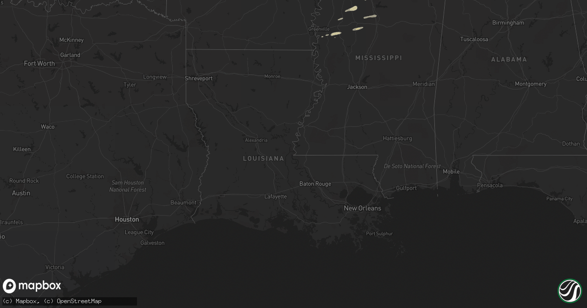 Hail map in Louisiana on February 24, 2017