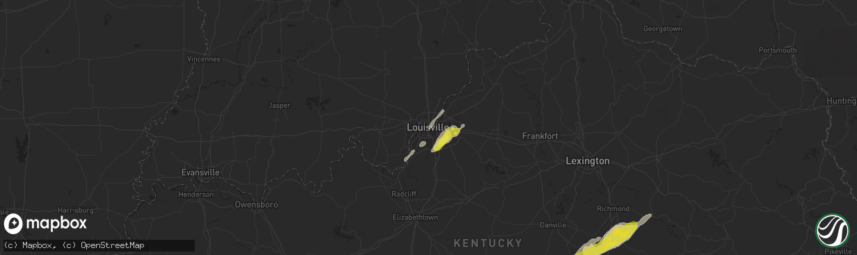 Hail map in Louisville, KY on February 24, 2017