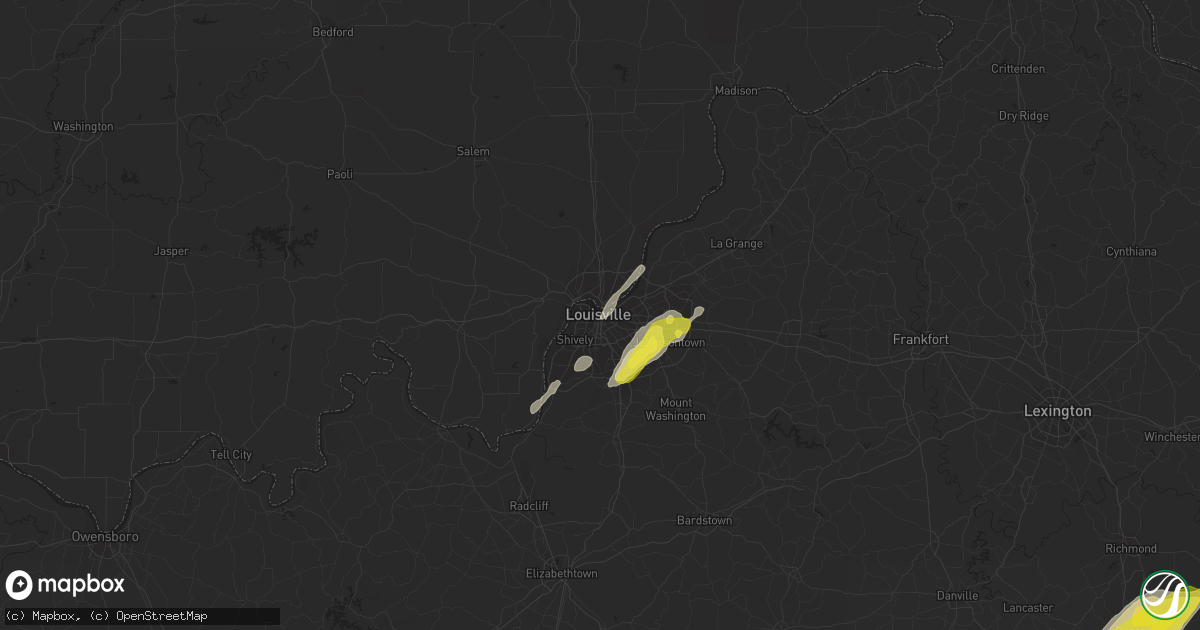 Hail map in Louisville, KY on February 24, 2017