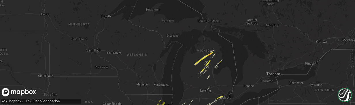 Hail map in Michigan on February 24, 2017