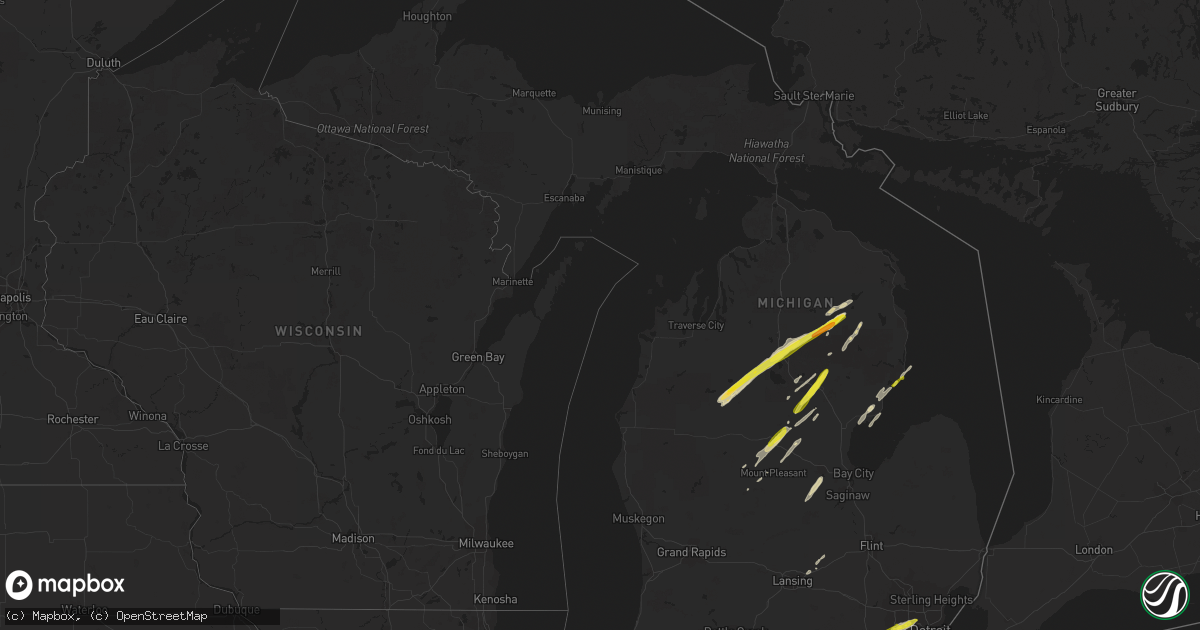 Hail map in Michigan on February 24, 2017