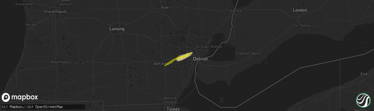 Hail map in Redford, MI on February 24, 2017