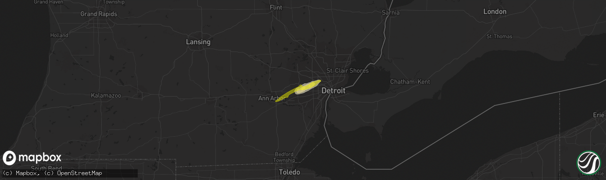 Hail map in Westland, MI on February 24, 2017