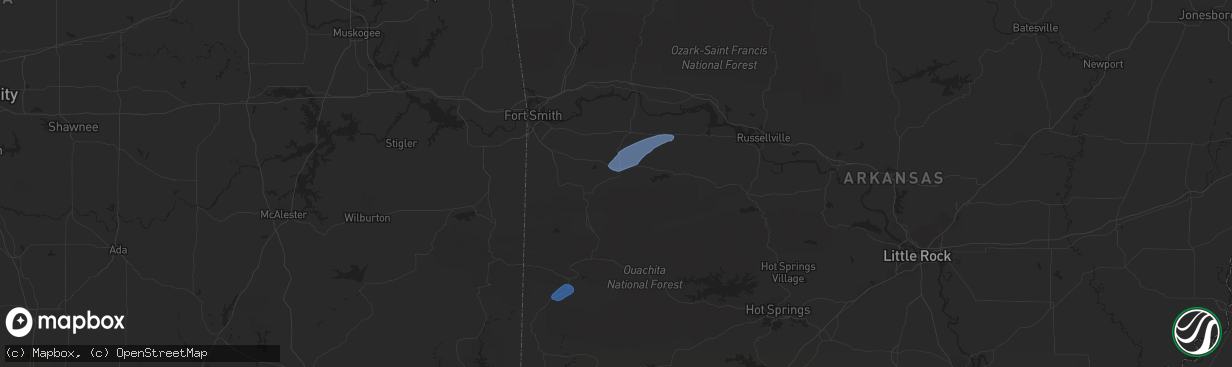 Hail map in Booneville, AR on February 24, 2018