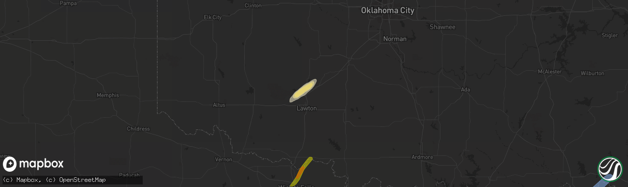 Hail map in Elgin, OK on February 24, 2018