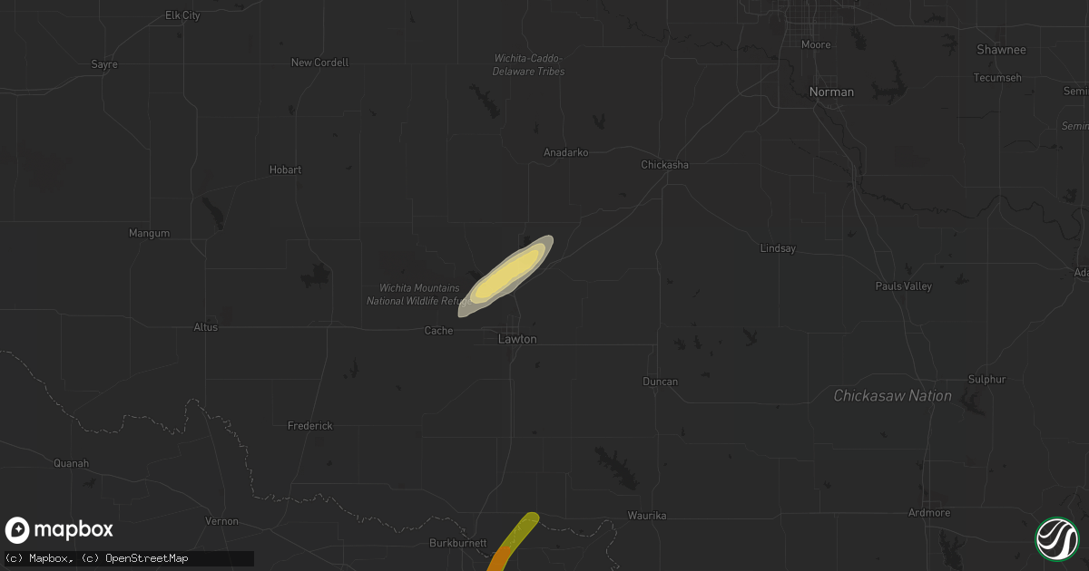 Hail map in Elgin, OK on February 24, 2018