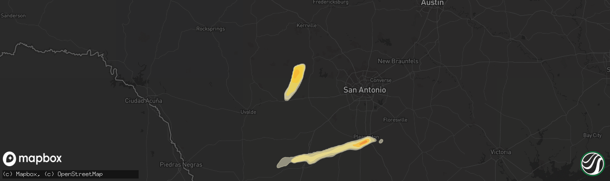 Hail map in Hondo, TX on February 24, 2018