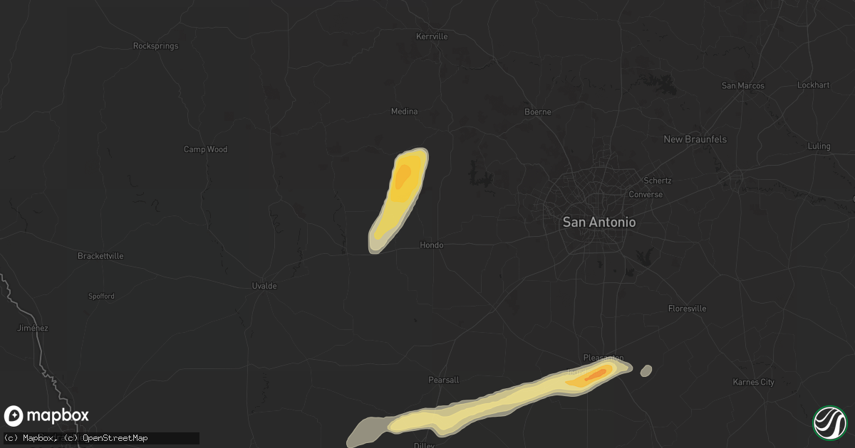 Hail map in Hondo, TX on February 24, 2018
