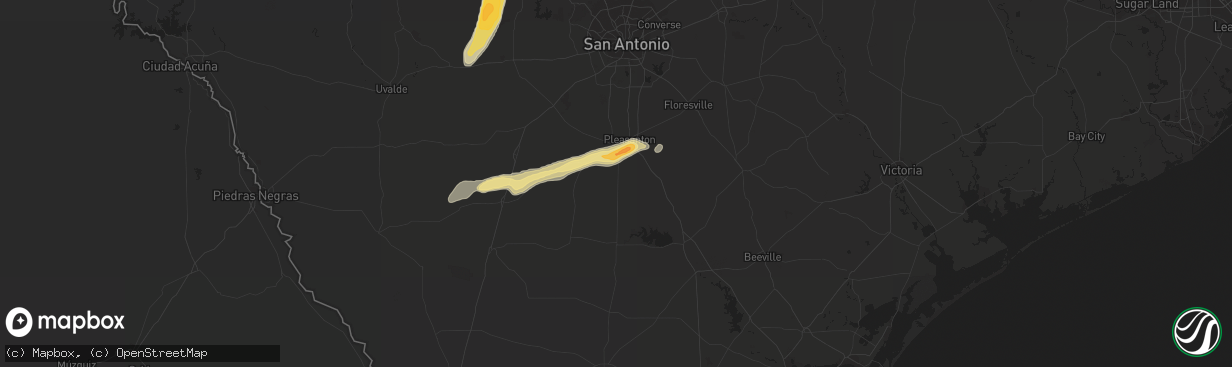 Hail map in Jourdanton, TX on February 24, 2018