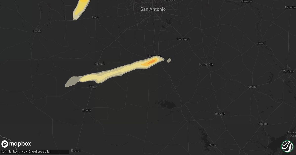 Hail map in Jourdanton, TX on February 24, 2018