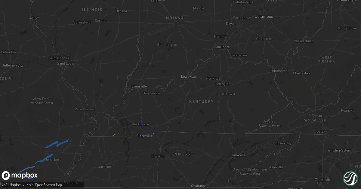 Hail map in Kentucky on February 24, 2018