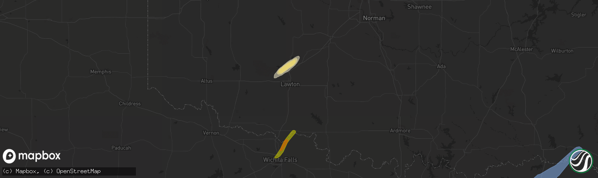 Hail map in Lawton, OK on February 24, 2018