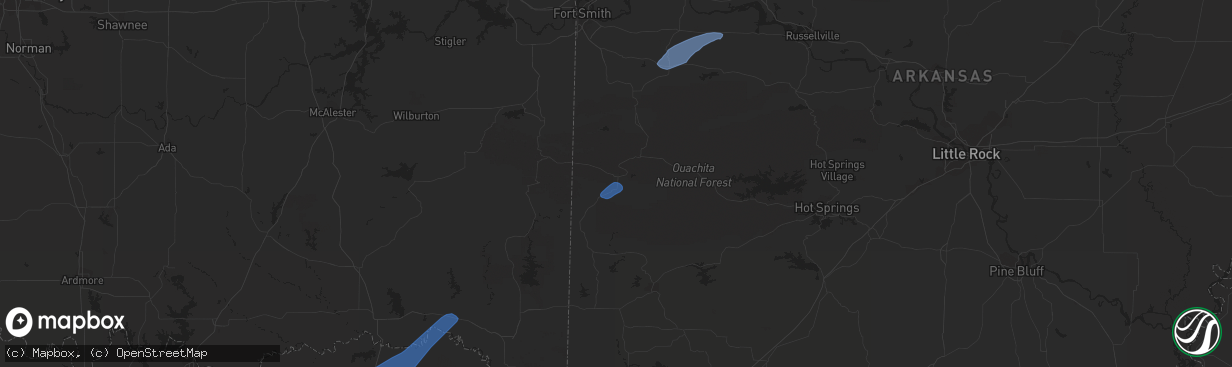 Hail map in Mena, AR on February 24, 2018