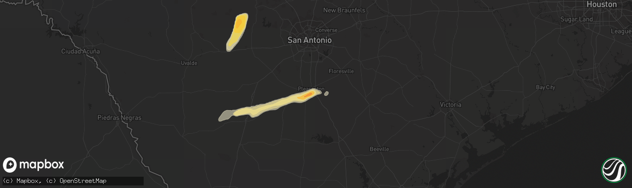 Hail map in Pleasanton, TX on February 24, 2018