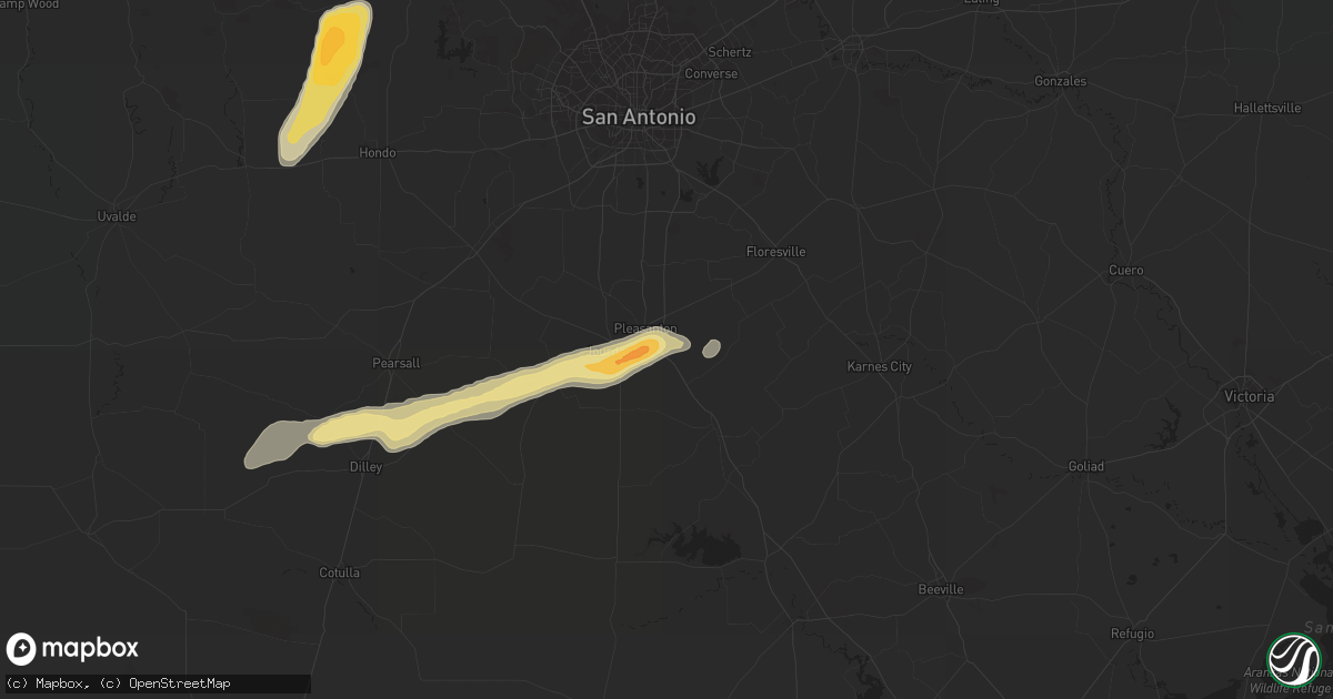 Hail map in Pleasanton, TX on February 24, 2018