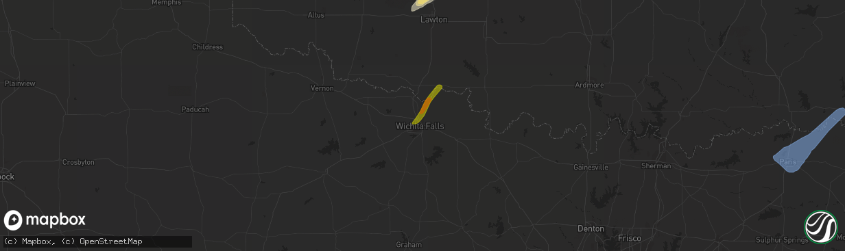 Hail map in Wichita Falls, TX on February 24, 2018