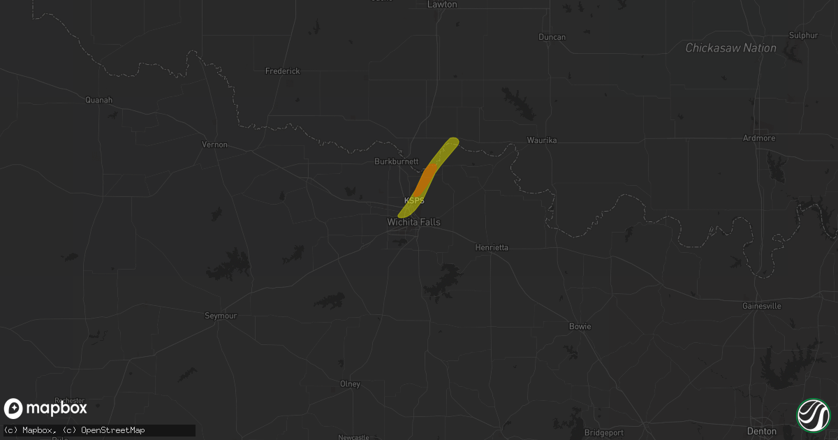 Hail map in Wichita Falls, TX on February 24, 2018