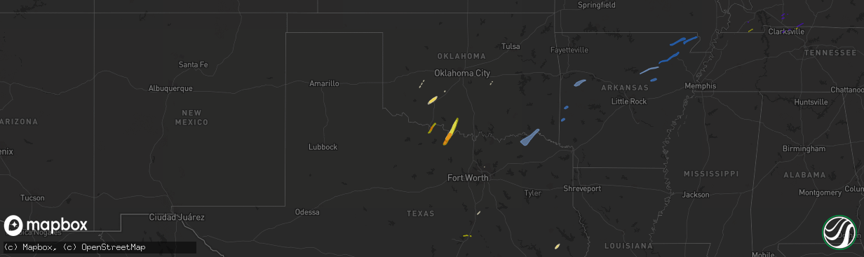 Hail map on February 24, 2018