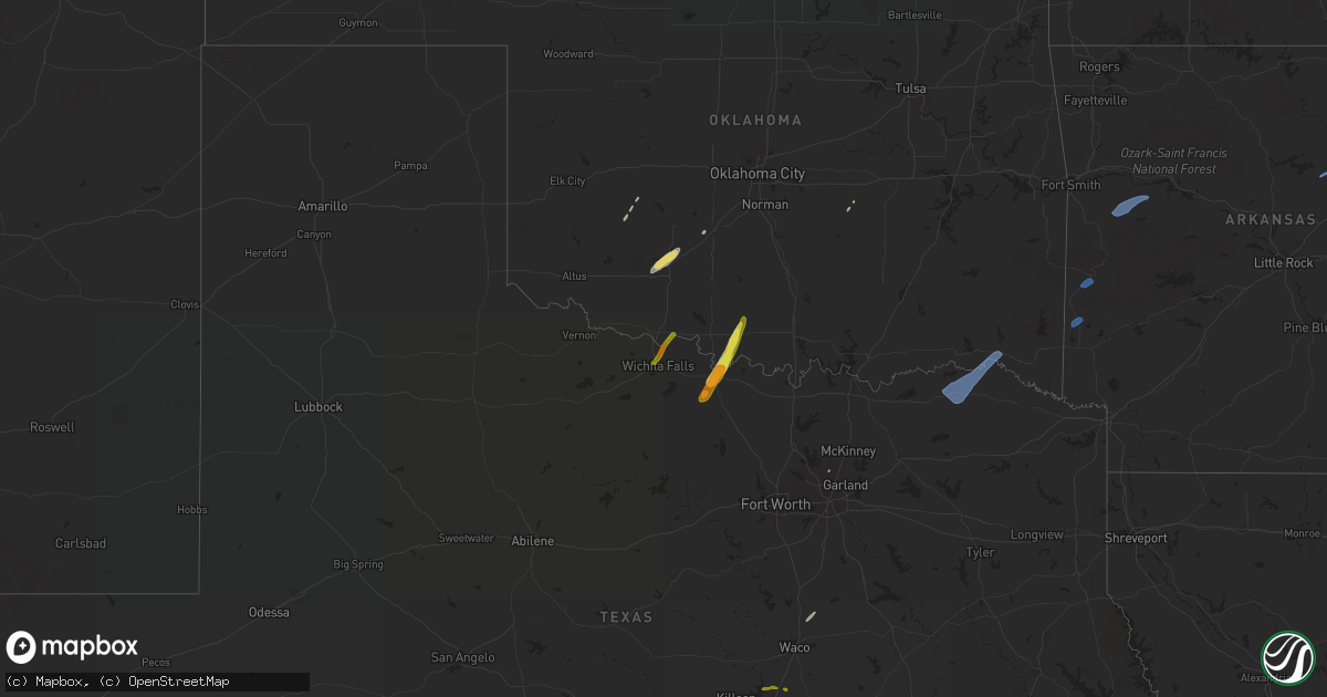 Hail map on February 24, 2018