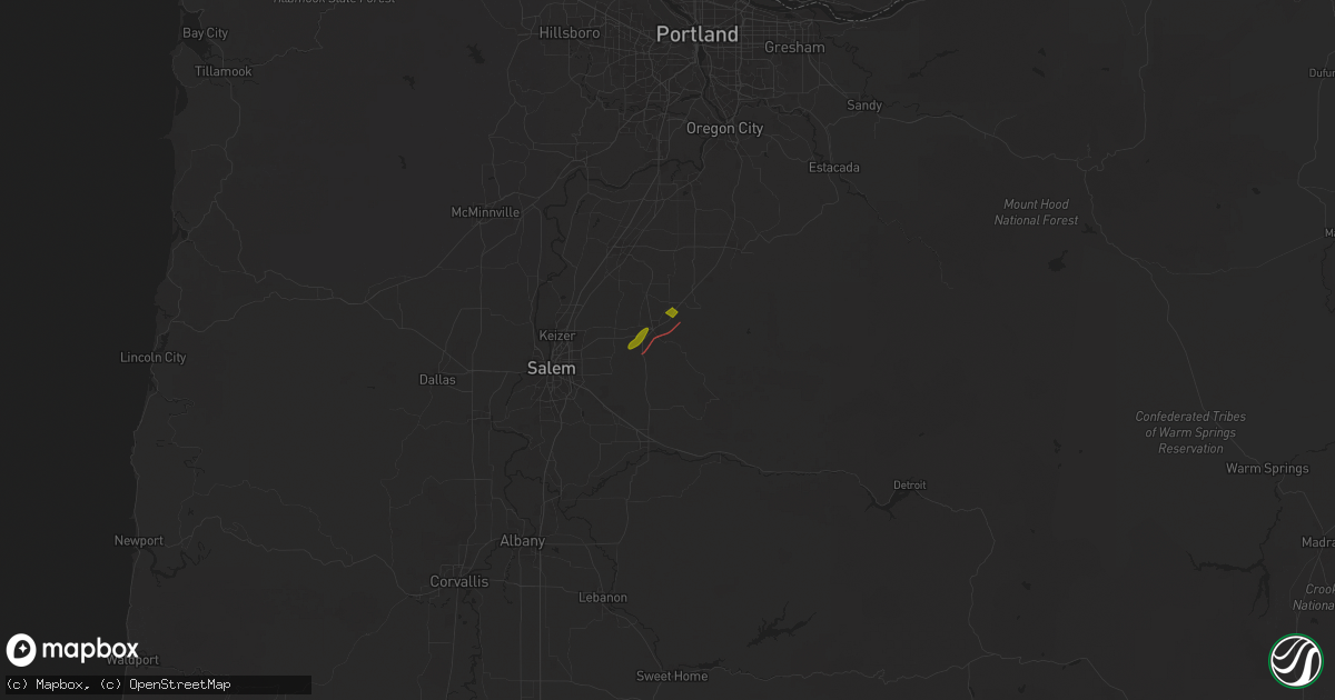 Hail map in Silverton, OR on February 24, 2025