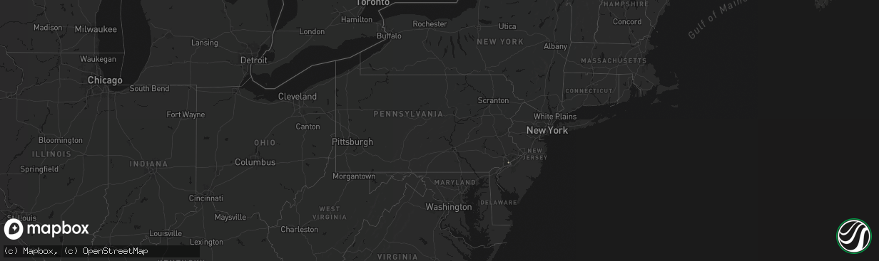 Hail map in Pennsylvania on February 24, 2026