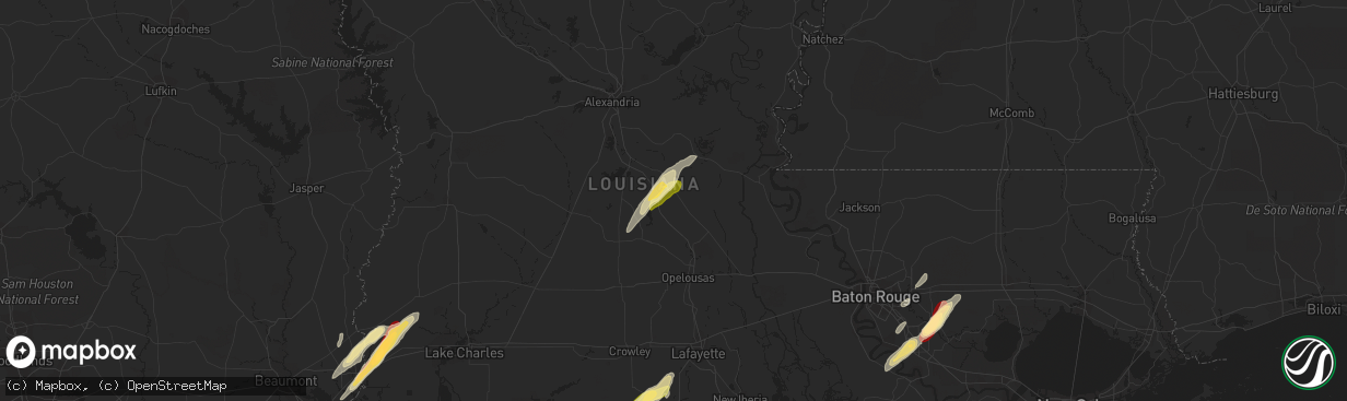 Hail map in Bunkie, LA on February 25, 2013