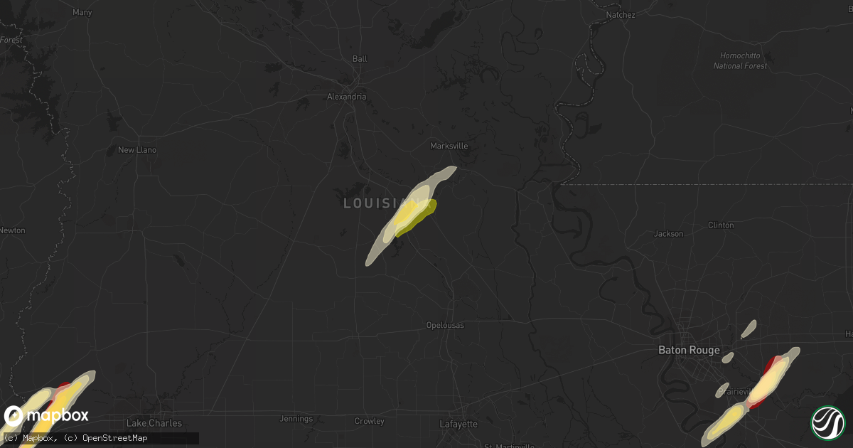 Hail map in Bunkie, LA on February 25, 2013