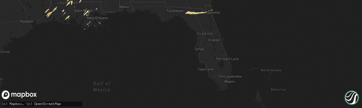 Hail map in Florida on February 25, 2013