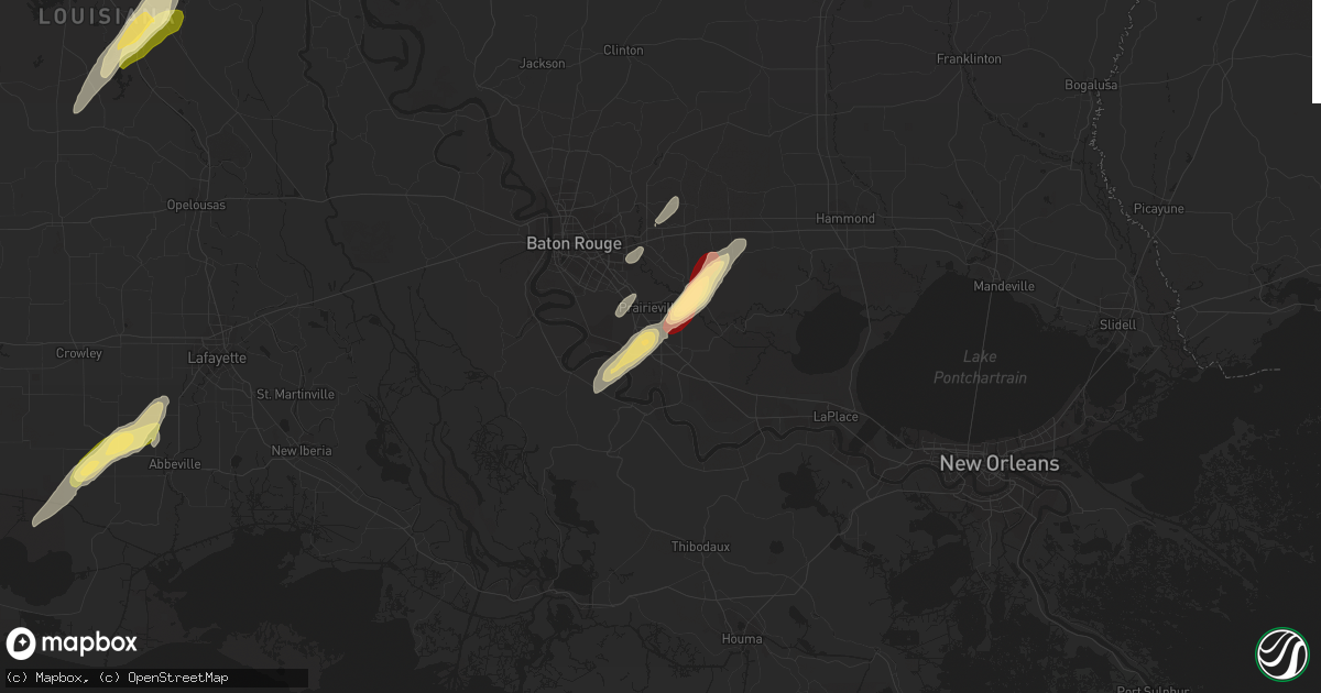 Hail map in Gonzales, LA on February 25, 2013