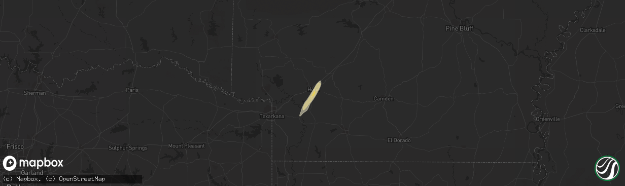 Hail map in Hope, AR on February 25, 2013