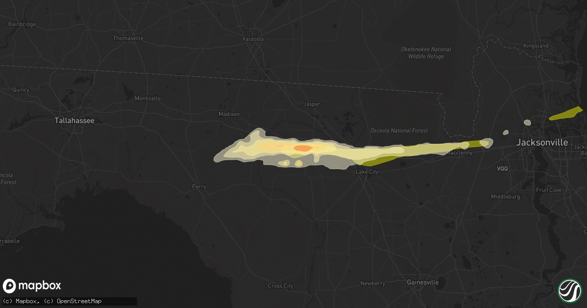 Hail map in Live Oak, FL on February 25, 2013