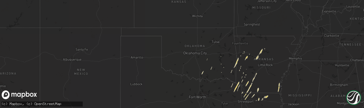 Hail map in Oklahoma on February 25, 2013