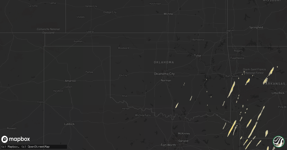 Hail map in Oklahoma on February 25, 2013