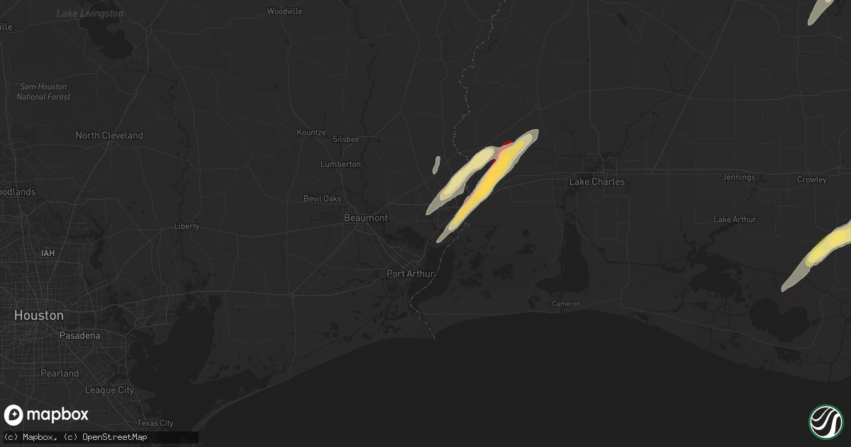 Hail map in Orange, TX on February 25, 2013