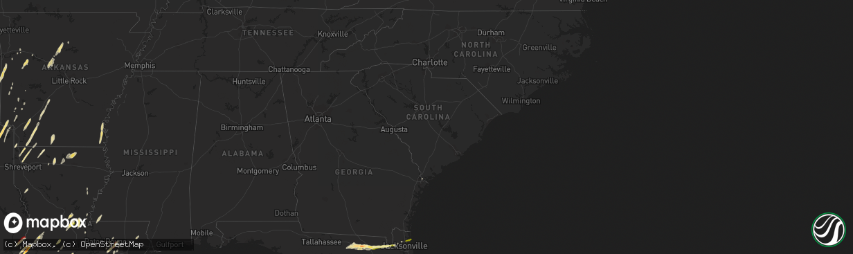 Hail map in South Carolina on February 25, 2013