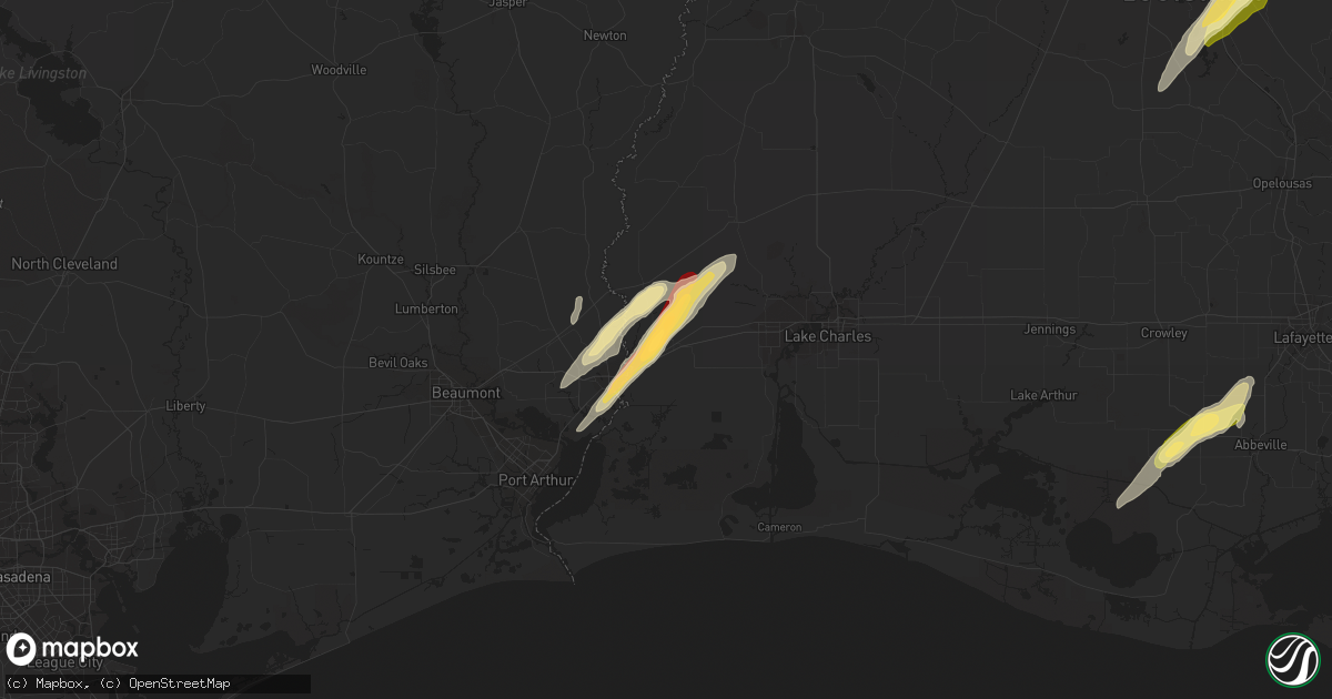 Hail map in Vinton, LA on February 25, 2013