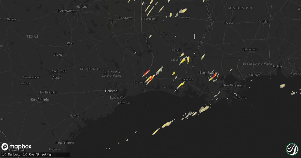 Hail map on February 25, 2013