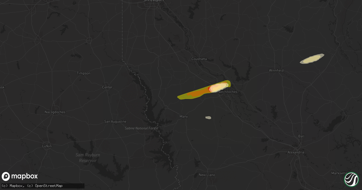 Hail map in Belmont, LA on February 25, 2014