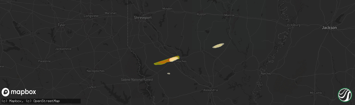 Hail map in Campti, LA on February 25, 2014