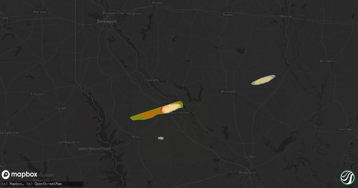 Hail map in Campti, LA on February 25, 2014
