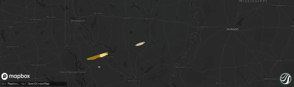 Hail map in Grayson, LA on February 25, 2014