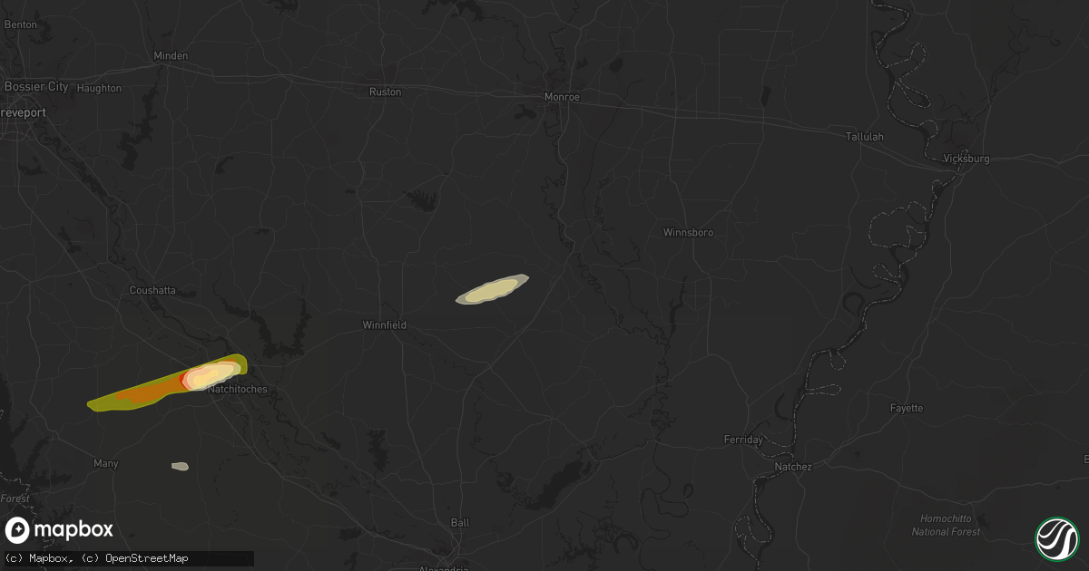 Hail map in Grayson, LA on February 25, 2014
