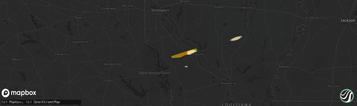 Hail map in Marthaville, LA on February 25, 2014