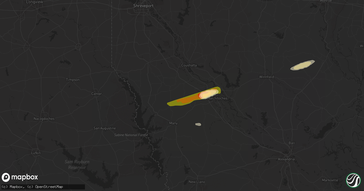 Hail map in Marthaville, LA on February 25, 2014
