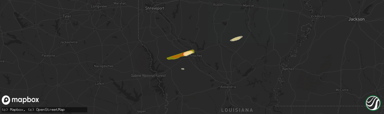 Hail map in Natchitoches, LA on February 25, 2014